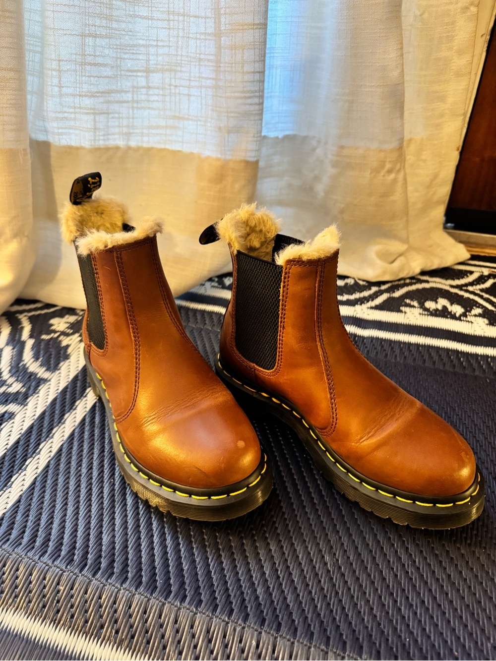 Doc Martens Faux Fur-Lined Chestnut Brown Chelsea Boots